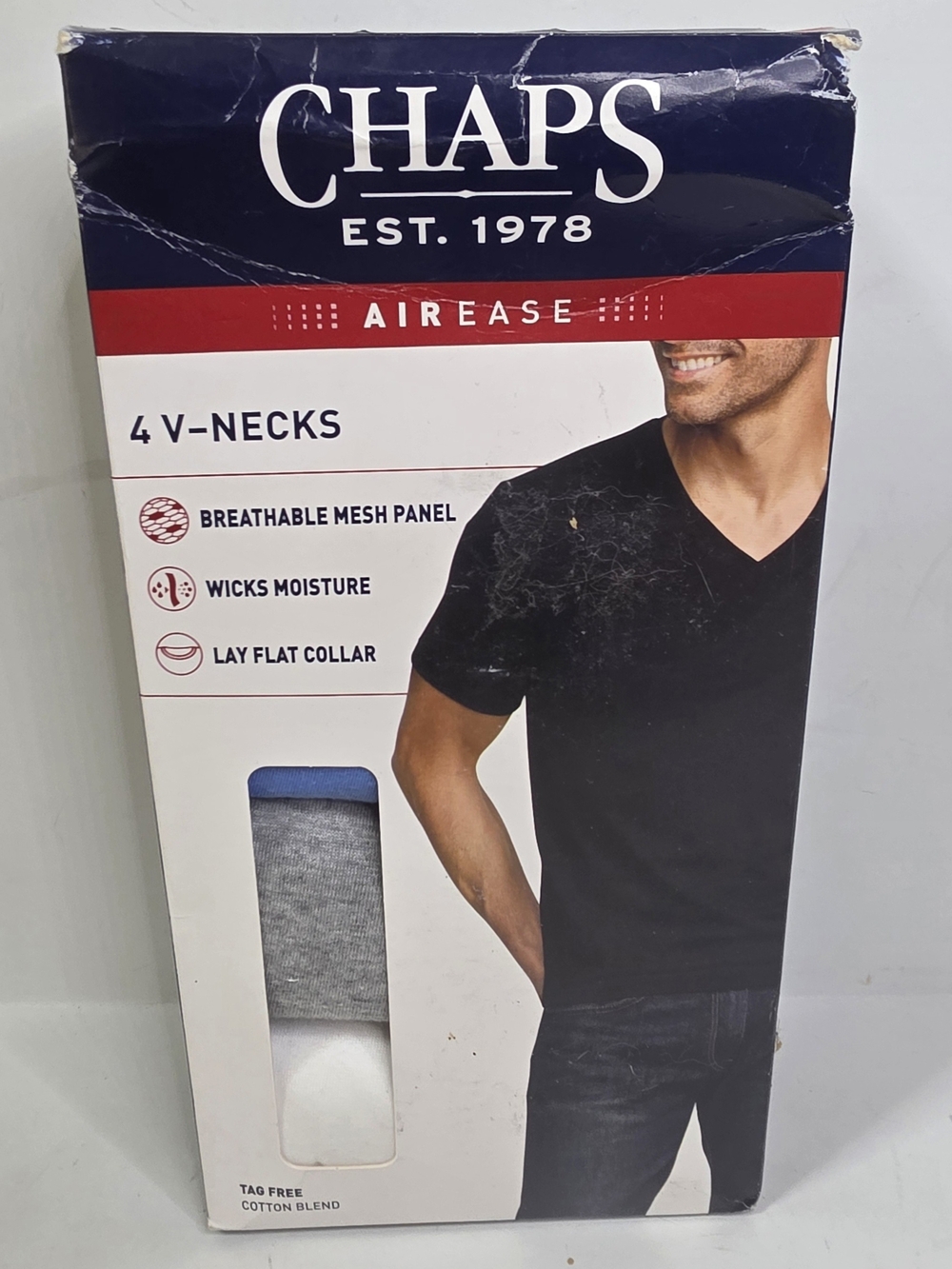 Chaps AirEase 4pk Multi Color V-Neck Tees Mens Small